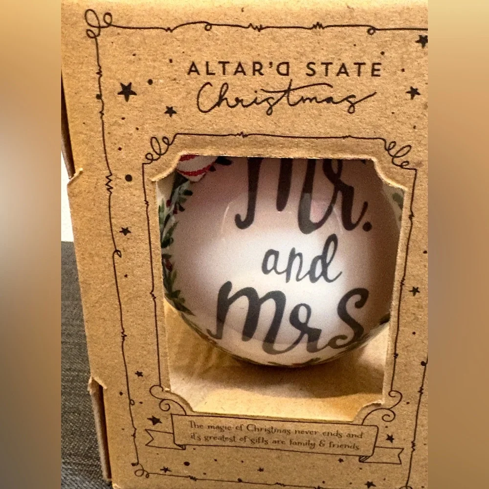 NWT New in Box Altar’d State Mr. & Mrs. Est. 2019 Christmas Tree Ornament